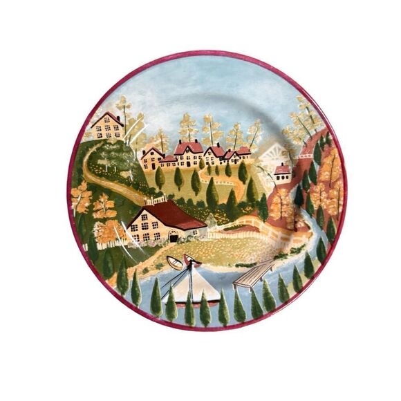 Vintage Block Country Village "Four Seasons" Dessert Plates by Gear, Set of 4 19 - Picture 3 of 8